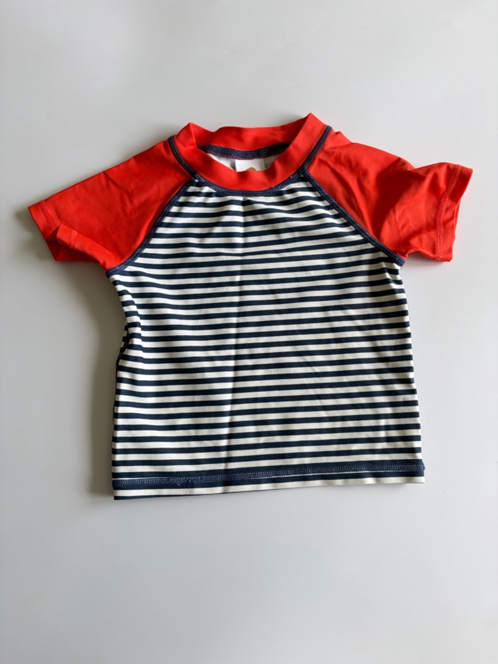Tucker + Tate Baby Boy Swimsuit Size 12 Months Shirt Shorts Stripes Orange Blue - Picture 2 of 10